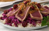 Sweet and Spicy Seared Tuna with Cherry Cabbage